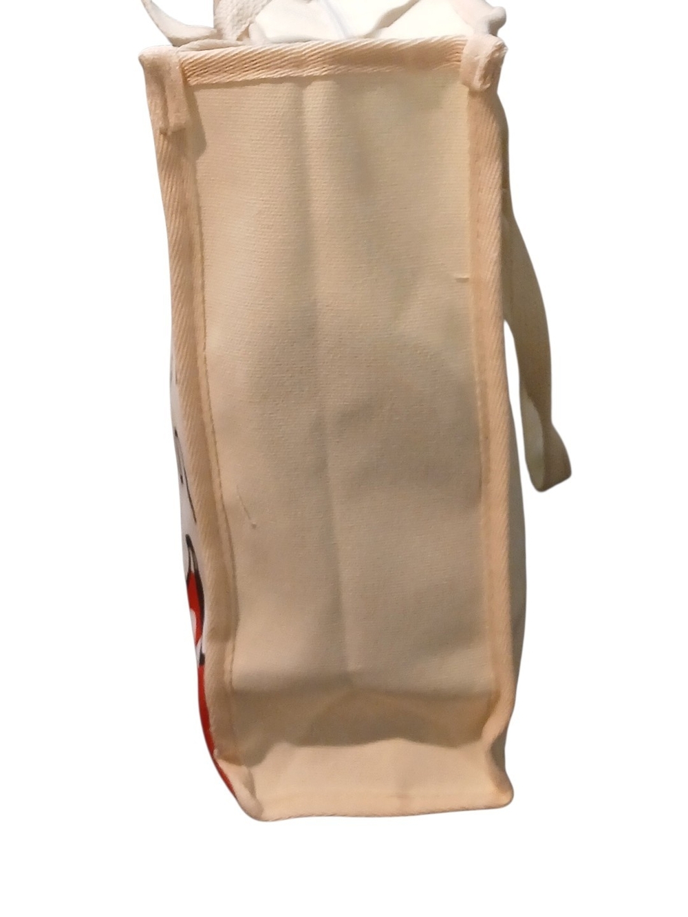 Peanuts -ECO Friendly Large Canvas Bag, Snoopy Laying Down in Red, Nylon Pocket - Picture 4 of 12